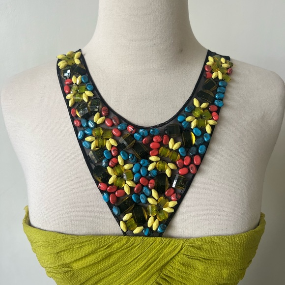 BCBG Beaded Lime Green Mini Ruffle Dress - Picture 10 of 10